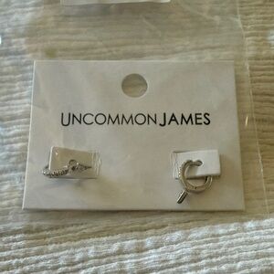 Uncommon James Silver Tipping Point Pavé Huggie Earrings